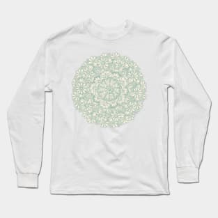 Sage Medallion with Butterflies & Daisy Chains Long Sleeve T-Shirt